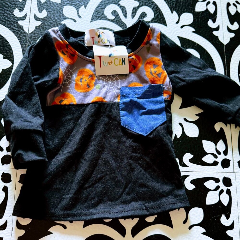 Brand New Baby Boys 0-3M Wellington Design Co. (TwoCan) Long Sleeve Pumpkin Top